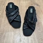 Munro  | Black Leather Lee Open Toe Twisted Block Kitten Heel Slide Mules, 7.5W Photo 4