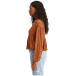 Billabong Easy Street Long Sleeve Blouse Button Front Leopard Print Size Medium Photo 5