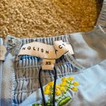 English Factory Floral Embroidered Puff Slv Babydoll Powder Blue Multi XS *flaw Photo 9