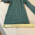 Anthropologie Muted Teal Geometric Patterned Crinkle Rayon Wide Leg Pull On Pant Photo 12