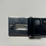 Gucci  GG Logo Floral Flower Engraved Buckle Black Leather Dress Belt Photo 11