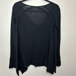 Free People Womens Size XS Oversized Waffle Knit Black Blouse Photo 4