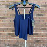SouqFone Tankini Swim Top Womens Size XL Navy Blue Ruffled Adjustable Strap New Photo 1