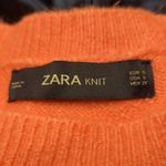 ZARA  Knit Sweater Woman's Small‎ Orange Oversized Winter Reversed Seams Photo 8