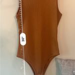 SheIn Women’s Ribbed Rust Orange Mock Neck Bodysuit Size Small NWOT Photo 3