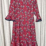 Nanette Lepore Nanette Lenore Wine Red Floral Trumpet Three Quarter Ruffle Sleeve Dress Size 10 Photo 2