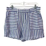 Nicole Miller  100% Linen Shorts Size L Pockets Lightweight Striped Resort Wear Photo 7