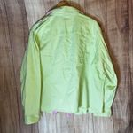 Quacker Factory  XL Lime Green Lightweight Denim Jacket Pink Rhinestone Trim Photo 7
