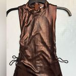 Revolve NWT Superdown Theresa Lace-Up Dress Bronze Metallic, size XS Photo 3