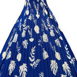 Leo & Ugo Royal Blue Bold Print Midi Dress Sleeveless Stretch Pleated Size Small Photo 8