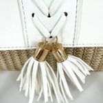 Annie Griffin Annie Handbags Top Handle Basket Purse with White Leather and Rope Strap Photo 7
