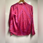 Mango NEW MNG SATIN PRINT BLOUSE size 4 women’s top shirt vneck pink red Photo 8