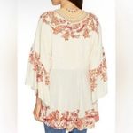Free People  Sunset Dreams Boho Coastal Cowgirl Peasant Bell Sleeve Ruffle Top XS Photo 2
