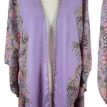 Catherines Floral Kimono 2X/3X Lavendar Open Front Lightweight Beachy Cover Up Photo 0