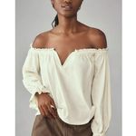 Anthropologie By  Off-The-Shoulder Swing Blouse size Small IVORY Milkmaid Peasant Photo 0