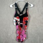 Nike Women's Jungle Floral V-Back One Piece Swimsuit Sz Medium Light Crimson NEW Photo 2