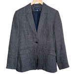 Ann Taylor  Black and Navy Micro Plaid Linen Blend Single Breasted academia Photo 0