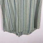Cloth & Stone Dress Small Green Stripe Linen Blend Button Back Short Sleeve S Photo 4