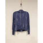 Alberto Makali Jacket Womens Medium Blue Metallic Moto Zipper Front Modern Chic Photo 4