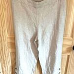 Chico's Chico’s Linen Elastic Pull On Button Hem Crop Pants in Natural. Size 4/ 0. Photo 0