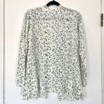 Cotton Emporium Cotton‎ Emporium Ivory Blue Leopard Print Open Front Cardigan Sweater Women's LL Photo 4