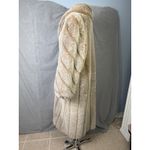 Vintage Long Faux Fur Coat XL Champagne Mink Plush Full Length Glam Winter USA Tan Photo 9