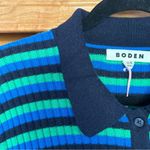 Boden Mini Collared Ribbed Knit Dress in Navy and Bright Green Size 14R New Blue Photo 5