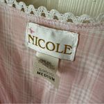 Vintage Nicole Long Gown Sleepwear Dress Button Down Pink White Medium Photo 4