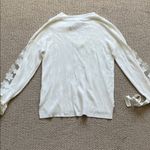 French Connection  Cream V-Neck Blouse with Lace Sleeves Photo 13