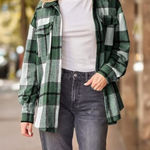Green & White Plaid Flannel Long Sleeve Shacket Size XS Photo 0