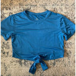 NVGTN Women's Turquoise Blue Short Sleeve Crop Top with Tie Back Size Medium Photo 0