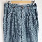 Sundance Life Of Dreams Gingham Plaid Pants Petite Blue Linen Cotton Sz P8 Photo 2