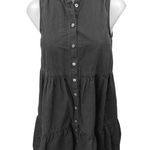 Madewell Black Gray Sleeveless Tiered Button Down Mini A-Line Shirt Dress Sz XS Photo 4