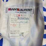 Saint Laurent VTG Dress 38 Blue White Zebra Abstract Print Puff Sleeve Pencil Photo 1