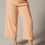 Maeve Striped Linen Wide Leg Cropped Pants Photo 0