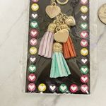 Gold Tone Purple Green Orange Tassel Heart Bag Charm Keychain Keyring Photo 2