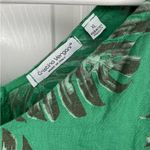 Cristina Vergani Linen Palm Print Maxi Dress Size XL Green Tie Shoulder EUC Photo 5