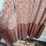 American Eagle  Strapless Maxi Dress With Side Slit Sz XL Pink Floral Smocked Photo 6