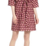 Halogen NEW‎  pink retro geometric printed tie front dress Photo 0