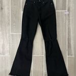 Ymi Women's Black Flared Raw Hem Jeans Photo 0