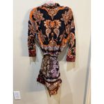 Farm Rio Sweet Mermaids Paisley Satin Shirt Midi Dress Multi Color Size Small Photo 3