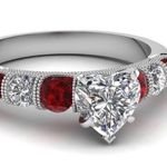 1 carat heart shaped diamond engagement ring ruby silver Wedding Bridal Rings Red Size 10 Photo 4