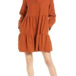 Madewell  Flannel Button Placket Tiered Mini Dress - Orange Size XXS Photo 8