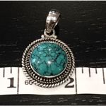 Sterling Silver BARSE Turquoise  Link Necklace With Rope Accent Around Pendant Photo 10