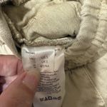 Free People  Drawstring Denim Track Pants Sz Small Khaki Wide Leg High Rise EUC Photo 8