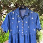 Vintage Embroidered Denim Dress with Pockets size‎ Large Blue Photo 5