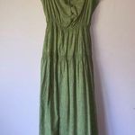 Urban Outfitters  M Green Midi Dress Linen Tiered Boho Prairie Peasant Coastal Photo 0