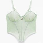 Savage X FENTY Going Platinum Sheer Green Bustier Corset Top in Green Mist Small Photo 0
