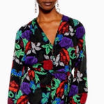 Topshop  Floral Button Front Blouse – Tie Waist – Size Small Photo 0