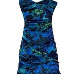 Blue floral ruched strapless minidress S forever21 f21 Photo 0